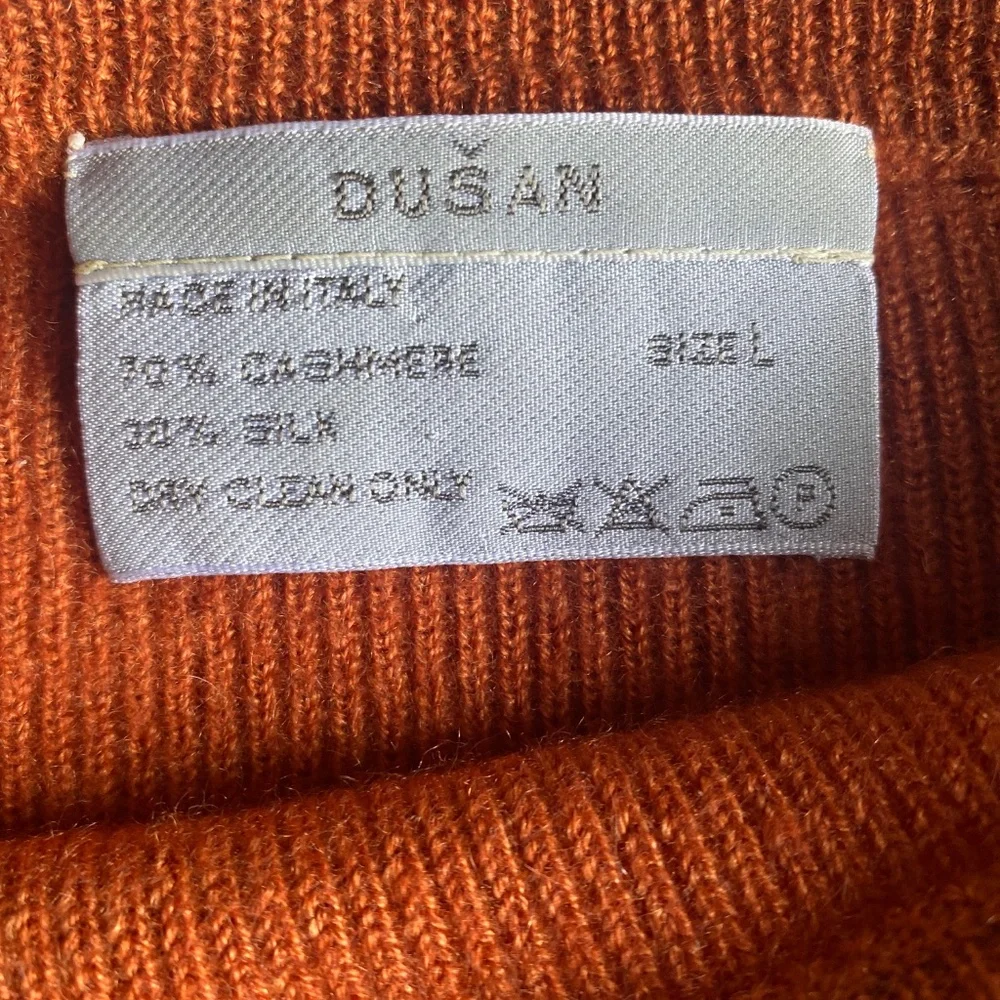 Dusan Womens Orange Silk and Cashmere Sweater Sz Large Lagenlook Luxury Designer - Picture 6 of 12